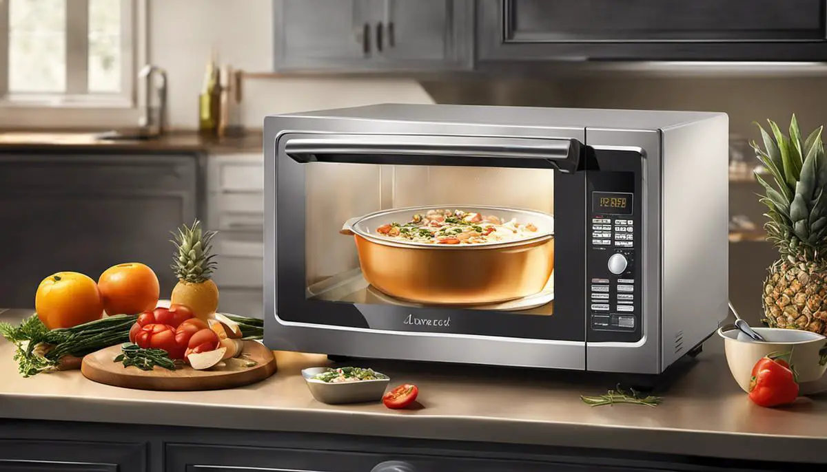 Illustration of advanced microwave ovens cooking food
