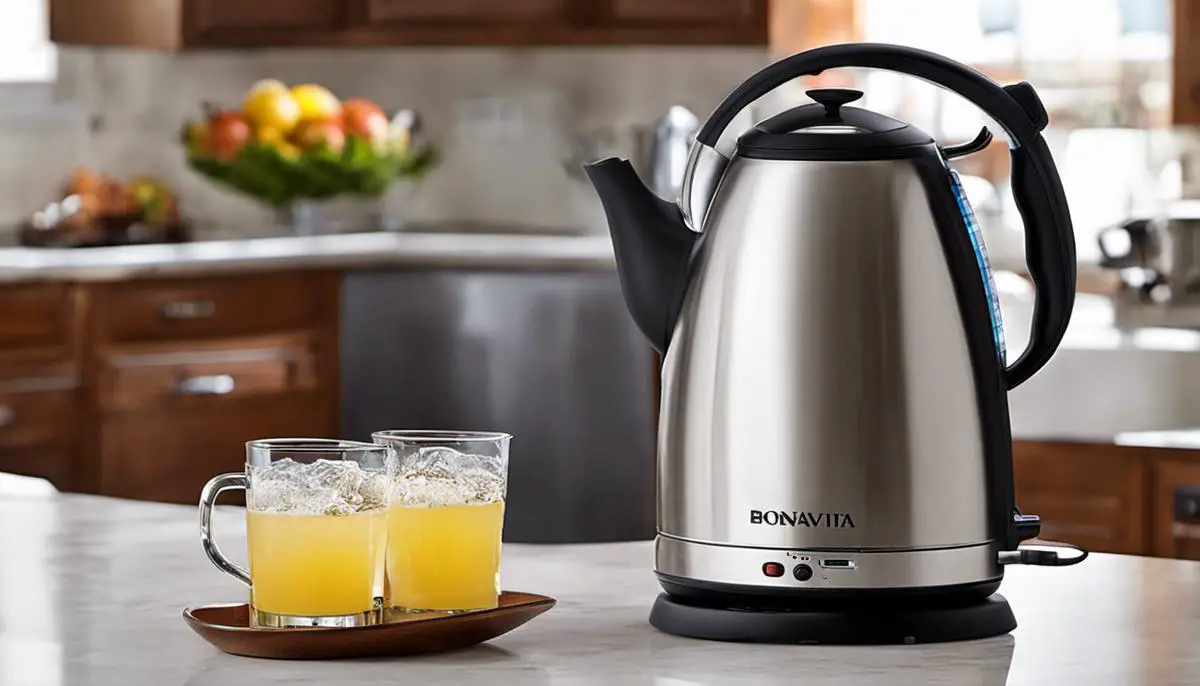 Image of the Bonavita electric kettle, a sleek and stylish kettle with a gooseneck spout design.