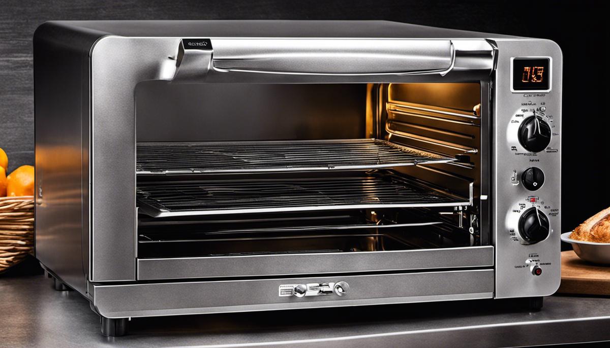 A toaster oven being cleaned and maintained, showing how proper care can prolong its lifespan.