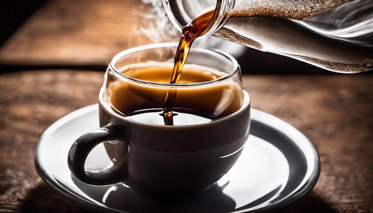 Image of a cup of coffee being poured, representing understanding optimal water temperature for coffee making.